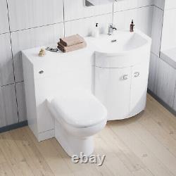 Unité de vanité de combinaison de lavabo à droite Nes Home 1100mm avec toilettes BTW en blanc