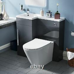 Unité de vanité de lavabo à main gauche de 900 mm en gris foncé avec toilettes WC Elora