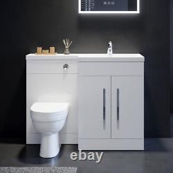 Unité de vanité de salle de bain Lavabo Toilette Miroir Meuble de rangement Armoire blanc mat