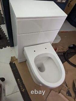 Unité de vanité de toilette neuve, inutilisée, dos au mur. Victoria Plumb Orchard Eden blanc