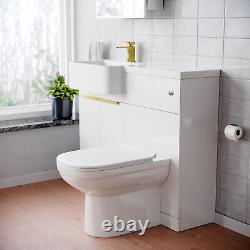 Unité de vanité pour lavabo Nes Home LH avec poignées en laiton brossé, unité de toilette, robinet et toilettes