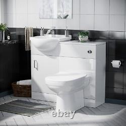 Unité de vasque Ellen 950mm, unité de WC & toilette Elso encastrée au mur blanc