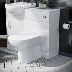 Unité de vasque Ellen 950mm, unité de WC & toilette Elso encastrée au mur blanc