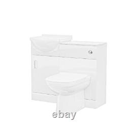 Unité de vasque Ellen 950mm, unité de WC & toilette Elso encastrée au mur blanc