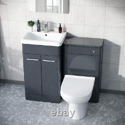 Unité de vasque de vanité Nes Home 500mm, unité de WC et toilette Elso dos au mur Anthracite