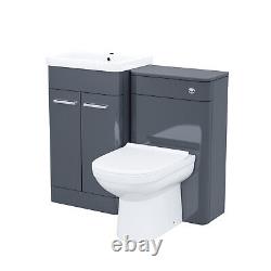 Unité de vasque de vanité Nes Home 500mm, unité de WC et toilette Elso dos au mur Anthracite