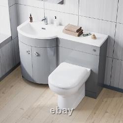 Vasque à main gauche Nes Home 1100mm, Meuble-lavabo, WC, Toilette adossée, Gris clair.