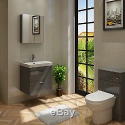 Veebath Cyrenne Basin Vanity Cabinet Dos Au Mur Gris Toilettes Salle De Bains 1100mm