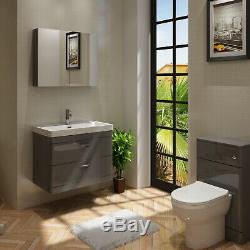 Veebath Cyrenne Basin Vanity Cabinet Dos Au Mur Gris Toilettes Salle De Bains 1300mm