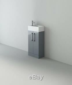 Veebath Lumin Gris Brillant Unité Vanity Dos Au Mur Toilettes 975mm Unité Meubles