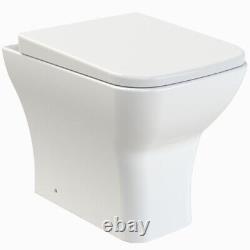 Wc Unité Salle De Bain Vanity Square Toilette Siège Cisterne Black Push Button Control
