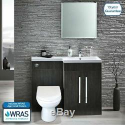 Welbourne Rh 1100 Salle De Bains Gris Meubles Bassin Vanity Unité Dos Au Mur Toilettes