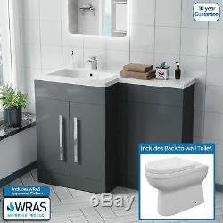 Welbourne Salle De Bains Lh L-forme Bassin Gris Vanity Unit Retour Au Wc Mur Toilettes
